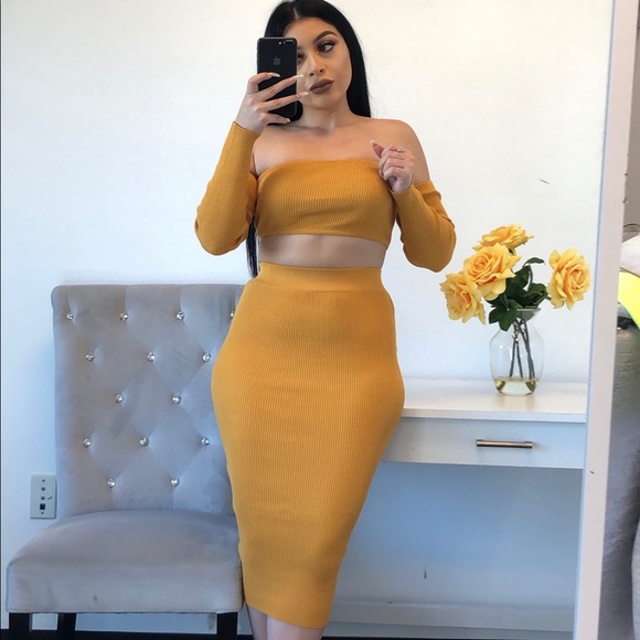 Dresses & Skirts - Two Piece Skirt Set Mustard